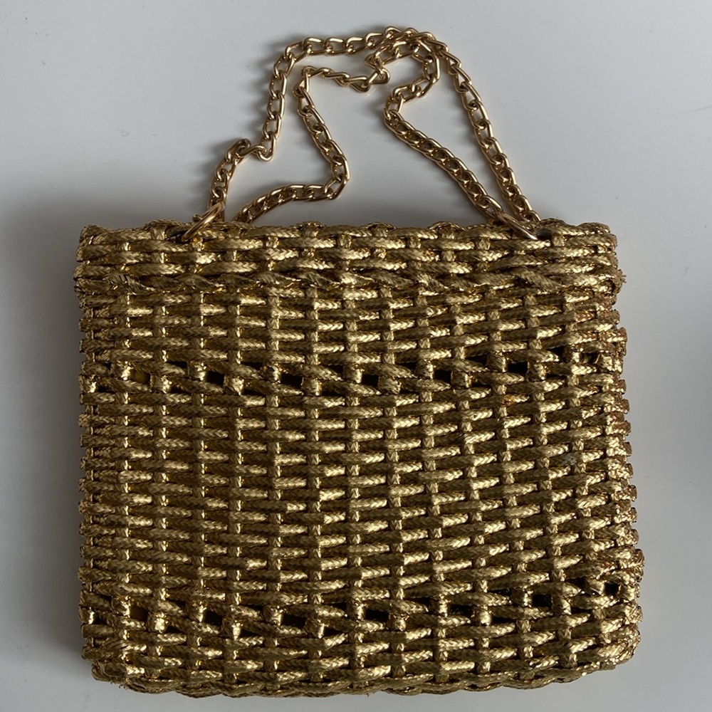 MCM Gold Metallic Handbag with satin lining